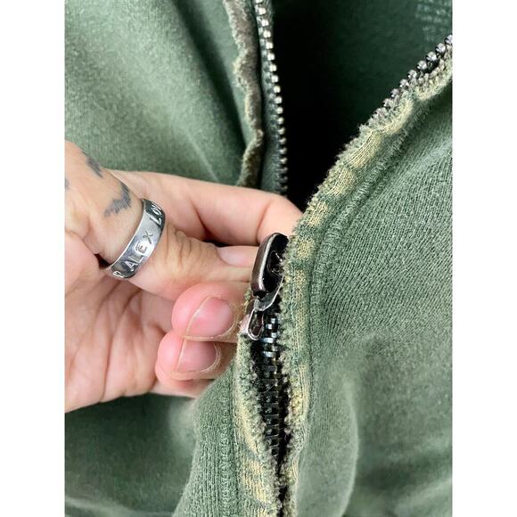 Affliction Green Skull Hoodie Full Zip Light Jacket M Grunge Y2K Distressed Mens - Picture 6 of 16